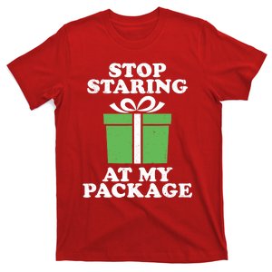 Stop Staring At My Package Funny Christmas In July Retro T-Shirt