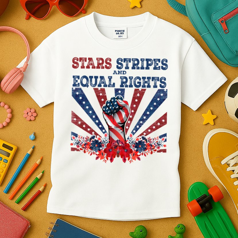 Stars Stripes And Equal Rights Patriotic Activist Kids T-Shirt