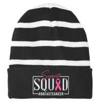 Support Squad Breast Cancer Awareness Striped Beanie with Solid Band