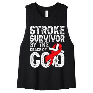 Stroke Survivor By The Grace Of God Stroke Survivor Women's Racerback Cropped Tank