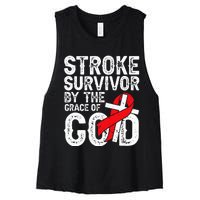 Stroke Survivor By The Grace Of God Stroke Survivor Women's Racerback Cropped Tank