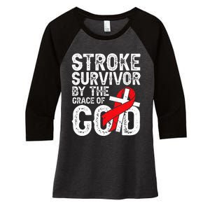 Stroke Survivor By The Grace Of God Stroke Survivor Women's Tri-Blend 3/4-Sleeve Raglan Shirt