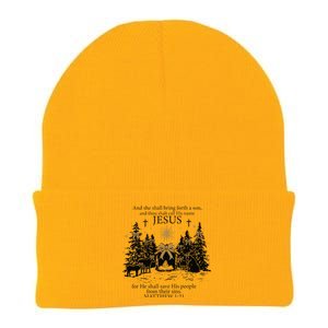 She Shall Bring Forth A Son O Come Let Us Adore Him Knit Cap Winter Beanie