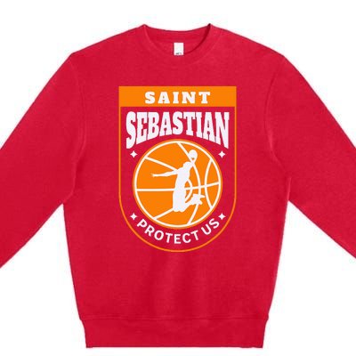 St Sebastian Basketball Dunk Saint Of Sports Athletes Premium Crewneck Sweatshirt