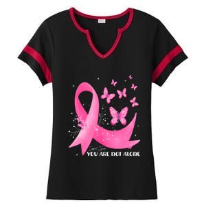 Support Squad Butterfly Pink_ Ribbon Breast Cancer Awareness Ladies Halftime Notch Neck Tee