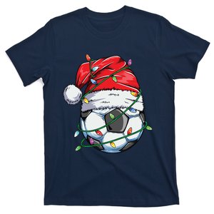 Santa Soccer Ball Sports Design Christmas Soccer Player T-Shirt