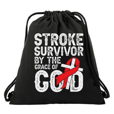 Stroke Survivor By The Grace Of God Stroke Survivor Drawstring Bag