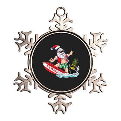 Surfing Santa Beach Holiday Plams Christmas In July Surf Metallic Star Ornament