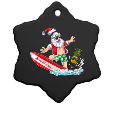 Surfing Santa Beach Holiday Plams Christmas In July Surf Ceramic Star Ornament