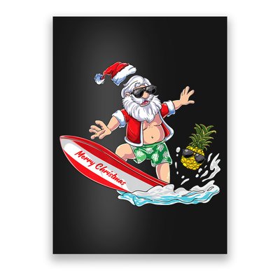 Surfing Santa Beach Holiday Plams Christmas In July Surf Poster