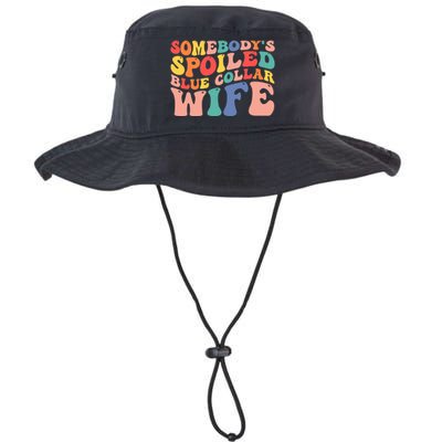 Somebody's Spoiled Blue Collar Wife Funny Wavy Retro on back Legacy Cool Fit Booney Bucket Hat