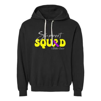 Support Squad Bladder Cancer Awareness Yellow & Purple Garment-Dyed Fleece Hoodie