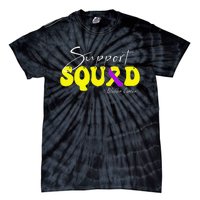 Support Squad Bladder Cancer Awareness Yellow & Purple Tie-Dye T-Shirt