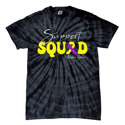 Support Squad Bladder Cancer Awareness Yellow & Purple Tie-Dye T-Shirt