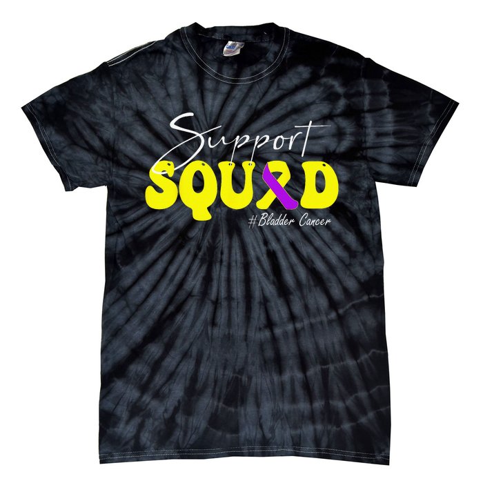 Support Squad Bladder Cancer Awareness Yellow & Purple Tie-Dye T-Shirt