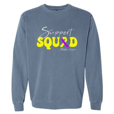 Support Squad Bladder Cancer Awareness Yellow & Purple Garment-Dyed Sweatshirt