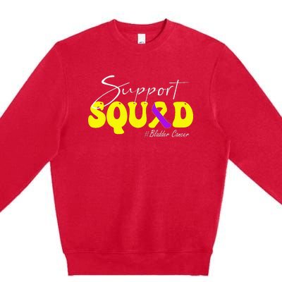 Support Squad Bladder Cancer Awareness Yellow & Purple Premium Crewneck Sweatshirt