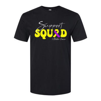 Support Squad Bladder Cancer Awareness Yellow & Purple Softstyle CVC T-Shirt