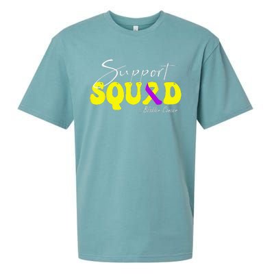 Support Squad Bladder Cancer Awareness Yellow & Purple Sueded Cloud Jersey T-Shirt