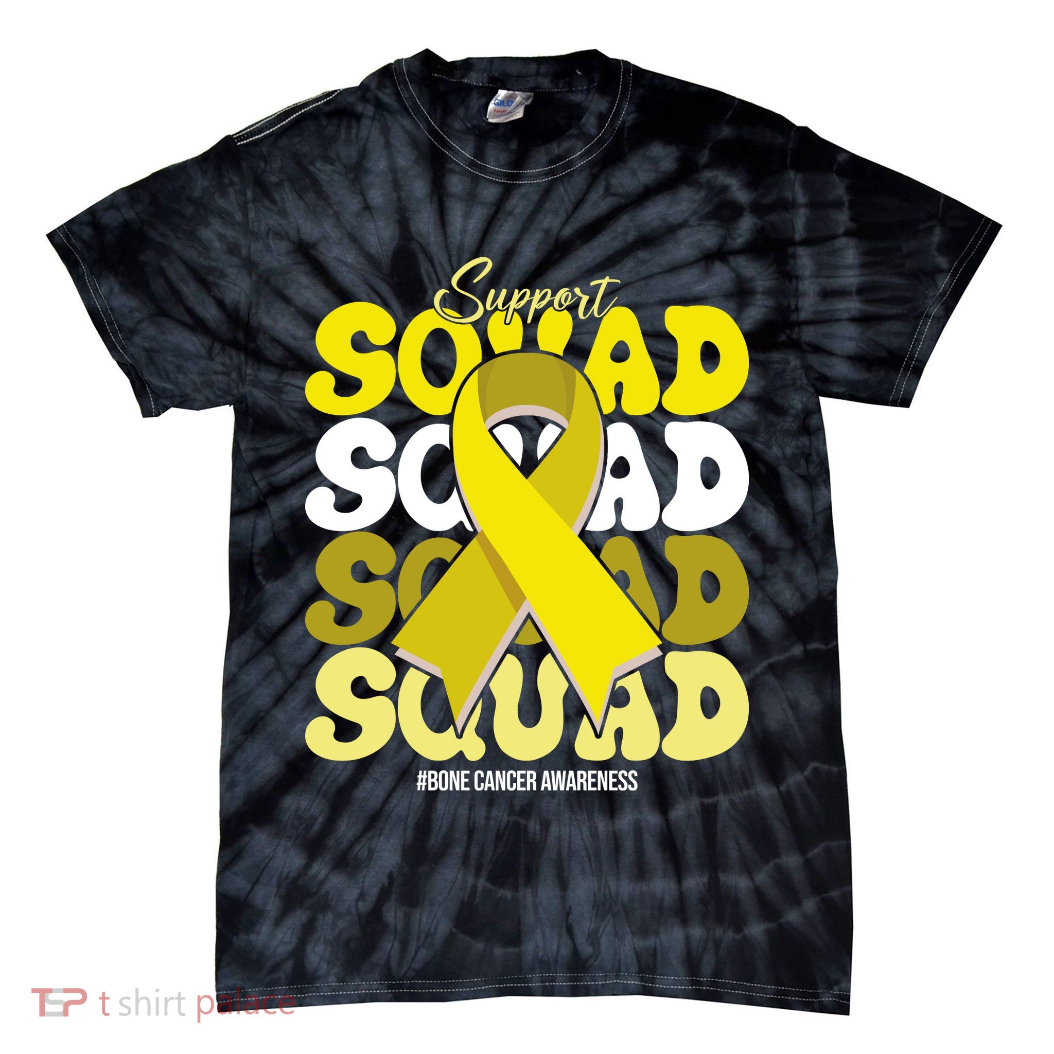 Support Squad Bone Cancer Awareness Tie-Dye T-Shirt