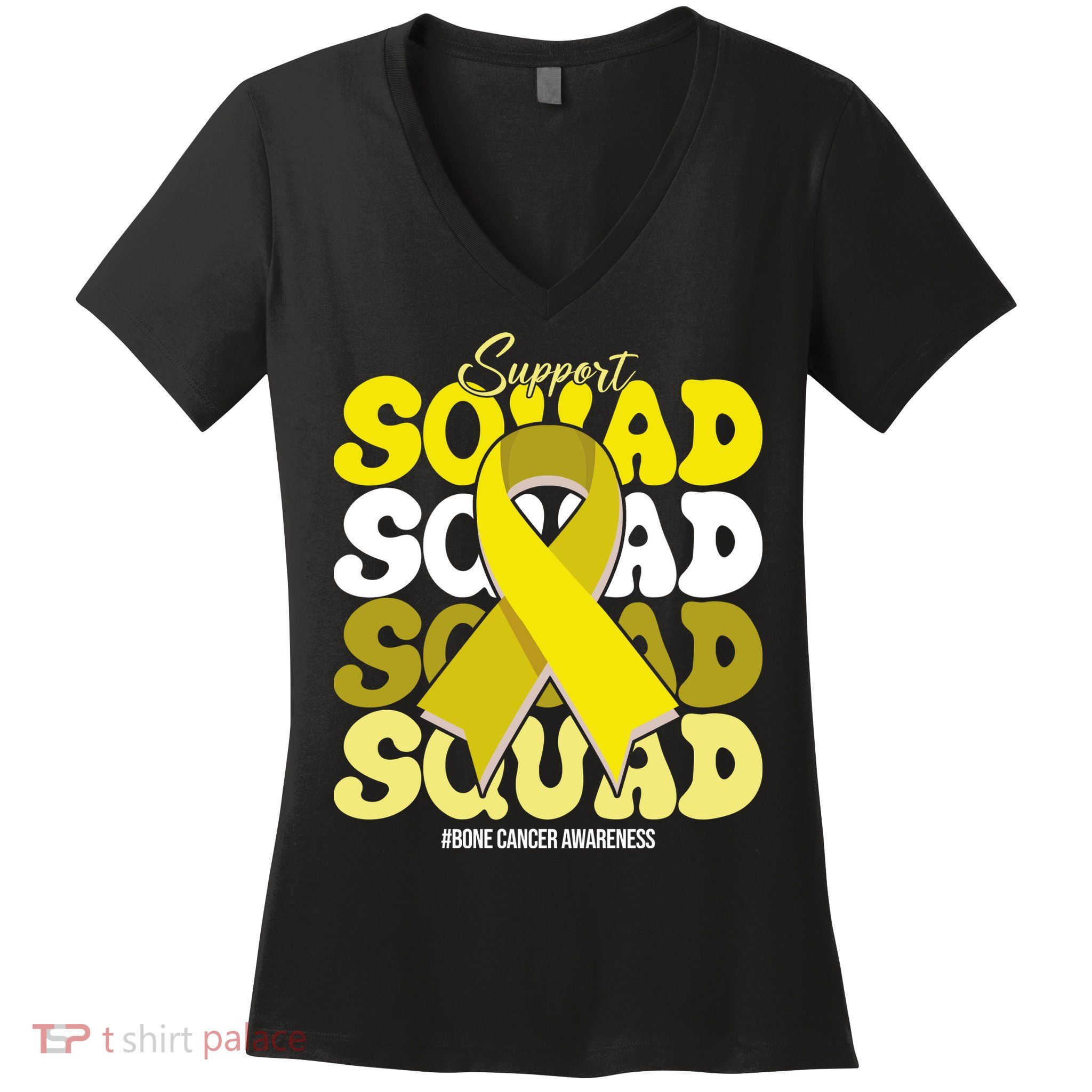 Support Squad Bone Cancer Awareness Women's V-Neck T-Shirt