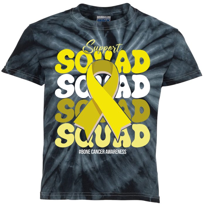 Support Squad Bone Cancer Awareness Kids Tie-Dye T-Shirt