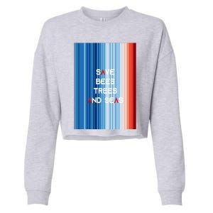 Showyourstripes – Save Bees Trees And Seas Global Warming Gift Cropped Pullover Crew