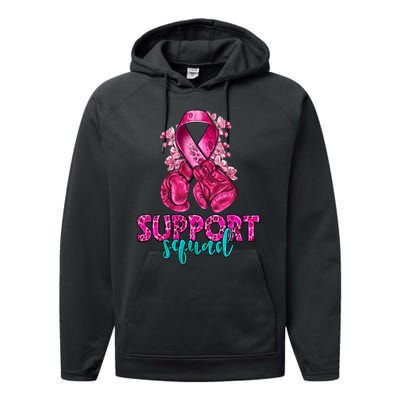 Support Squad Breast Cancer Awareness Boxing Gloves Performance Fleece Hoodie