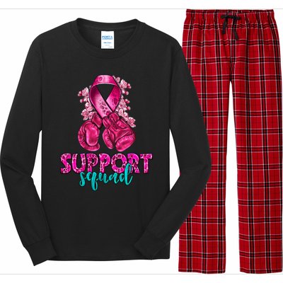 Support Squad Breast Cancer Awareness Boxing Gloves Long Sleeve Pajama Set