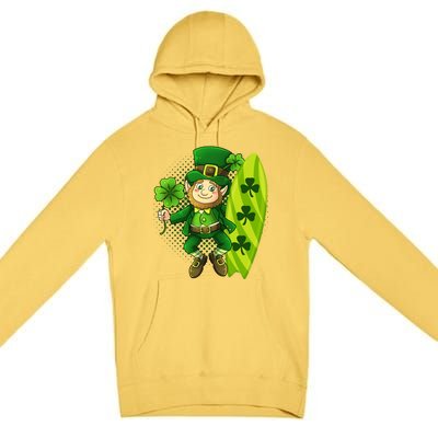 Surfing Summer Beach St Patricks Beer Cheers Shamrock Lucky Gift Premium Pullover Hoodie