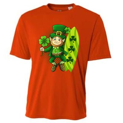 Surfing Summer Beach St Patricks Beer Cheers Shamrock Lucky Gift Cooling Performance Crew T-Shirt