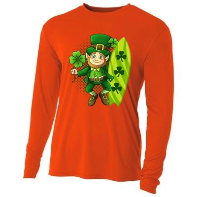 Surfing Summer Beach St Patricks Beer Cheers Shamrock Lucky Gift Cooling Performance Long Sleeve Crew