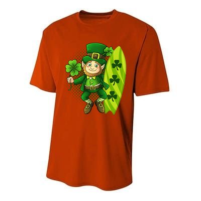 Surfing Summer Beach St Patricks Beer Cheers Shamrock Lucky Gift Performance Sprint T-Shirt