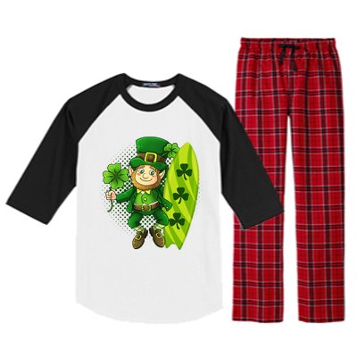 Surfing Summer Beach St Patricks Beer Cheers Shamrock Lucky Gift Raglan Sleeve Pajama Set