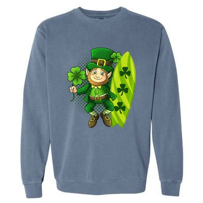 Surfing Summer Beach St Patricks Beer Cheers Shamrock Lucky Gift Garment-Dyed Sweatshirt