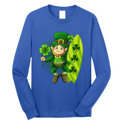 Surfing Summer Beach St Patricks Beer Cheers Shamrock Lucky Gift Long Sleeve Shirt