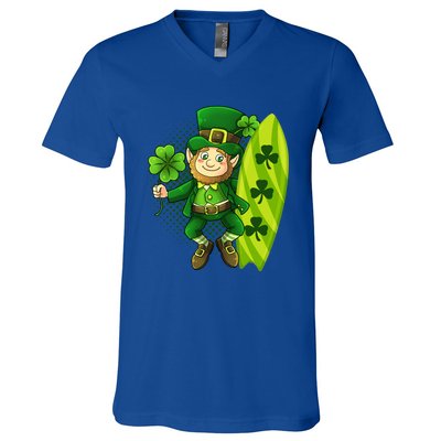 Surfing Summer Beach St Patricks Beer Cheers Shamrock Lucky Gift V-Neck T-Shirt