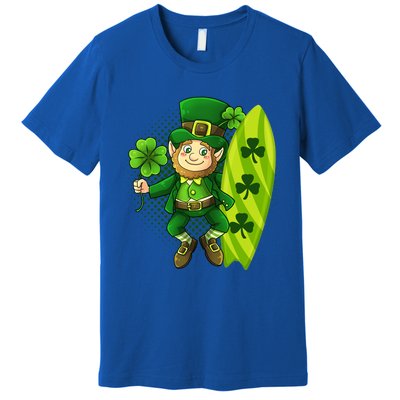 Surfing Summer Beach St Patricks Beer Cheers Shamrock Lucky Gift Premium T-Shirt