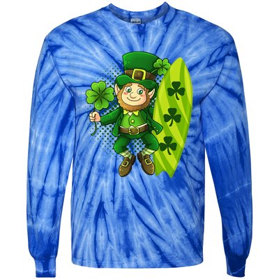 Surfing Summer Beach St Patricks Beer Cheers Shamrock Lucky Gift Tie-Dye Long Sleeve Shirt