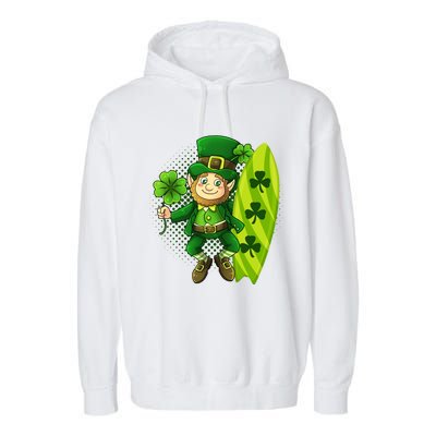 Surfing Summer Beach St Patricks Beer Cheers Shamrock Lucky Gift Garment-Dyed Fleece Hoodie