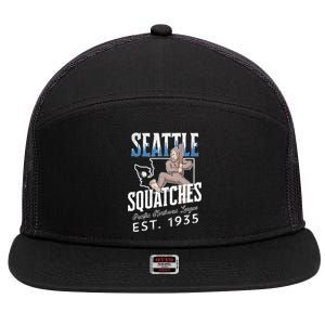 Seattle Squatches Bigfoot Baseball Team for Sasquatch Lovers 7 Panel Mesh Trucker Snapback Hat