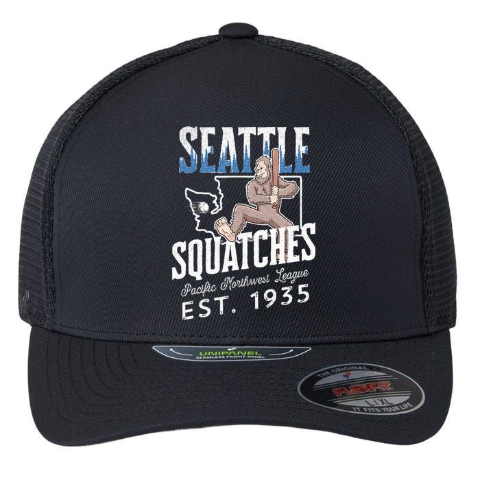 Seattle Squatches Bigfoot Baseball Team for Sasquatch Lovers Flexfit Unipanel Trucker Cap