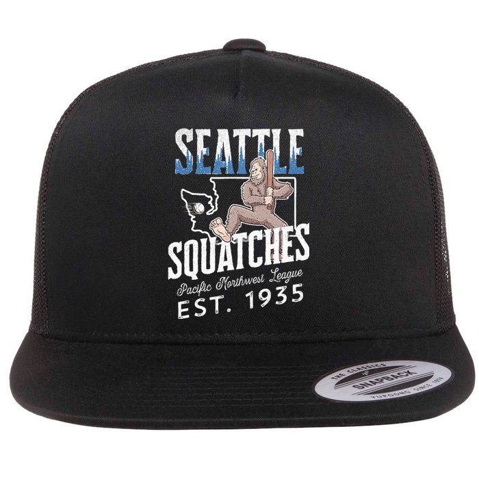 Seattle Squatches Bigfoot Baseball Team for Sasquatch Lovers Flat Bill Trucker Hat