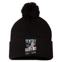 Seattle Squatches Bigfoot Baseball Team for Sasquatch Lovers Pom Pom 12in Knit Beanie