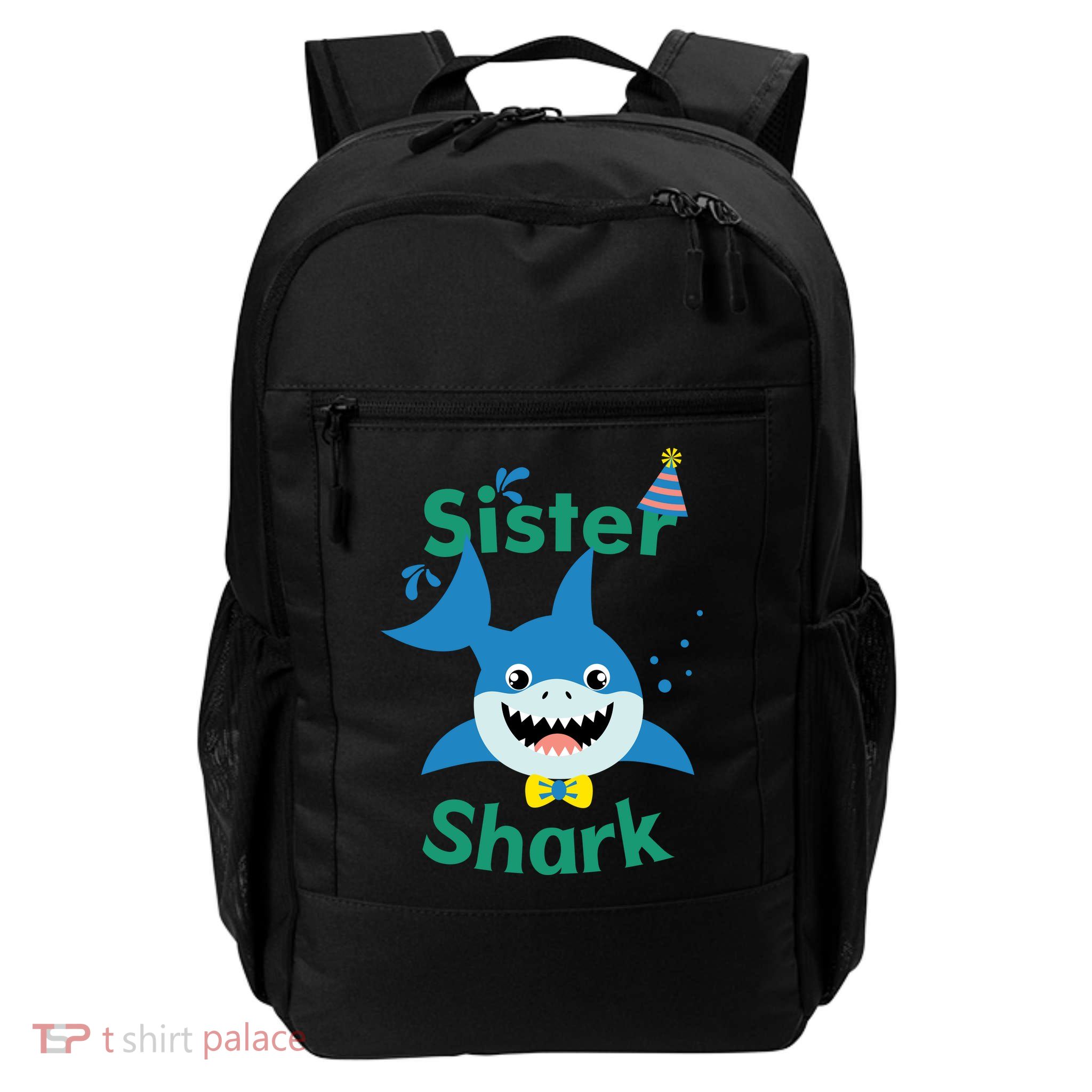 Sister Shark Birthday Party Matching Family Backpack