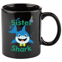 Sister Shark Birthday Party Matching Family 11oz C Handle Ceramic Mug
