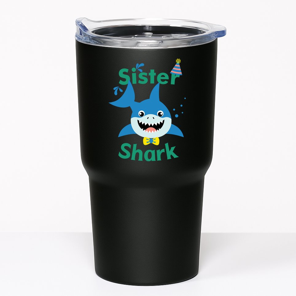 Sister Shark Birthday Party Matching Family Tumbler