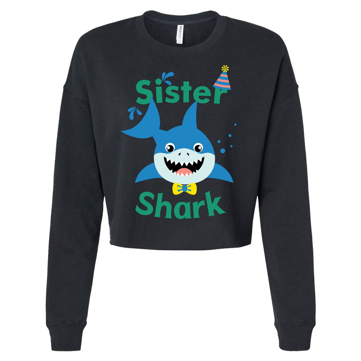 Sister Shark Birthday Party Matching Family Cropped Pullover Crew