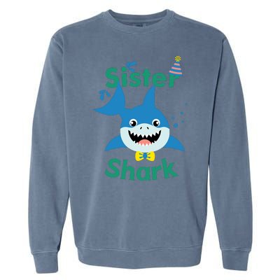 Sister Shark Birthday Party Matching Family Garment-Dyed Sweatshirt