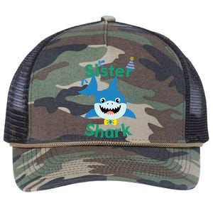 Sister Shark Birthday Party Matching Family Retro Rope Trucker Hat Cap